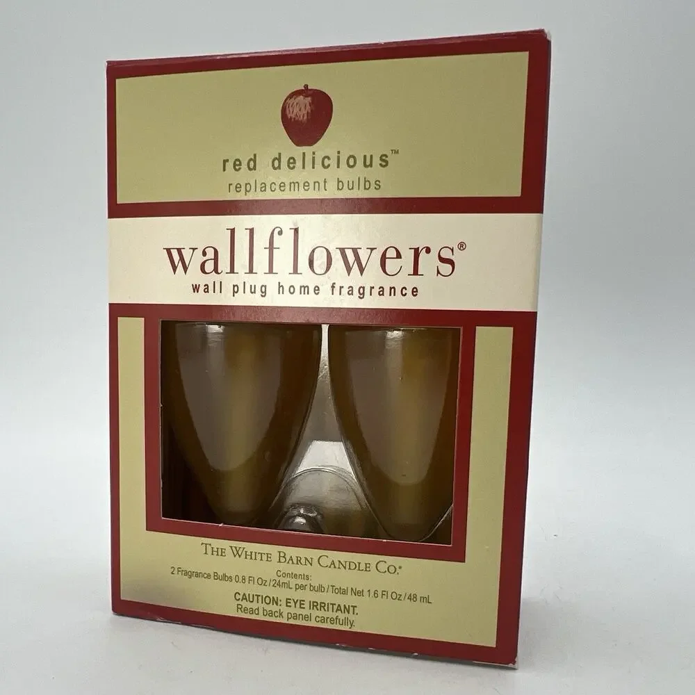 2 Bath & Body Works Wallflower Refills RED DELICIOUS Apple Fragrance White Barn
